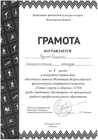 1 место ГТО 2019