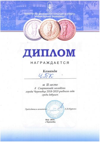 2 место спартакиада, девушки