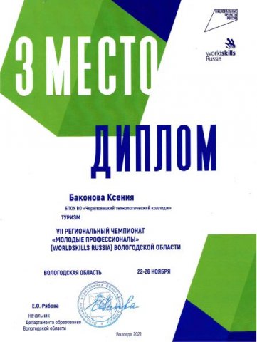 3 место, WS-21, Баконова К.