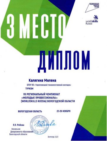 3 место, WS-21, Калягина М.