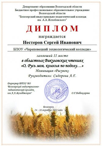 2 место, Нестеров