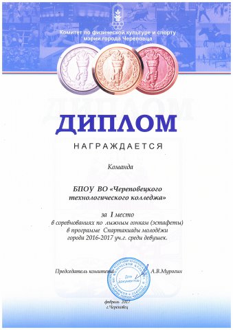 1 место лыжные гонки