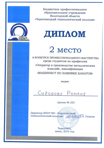 Сидоров Р. группа 223 (2016)